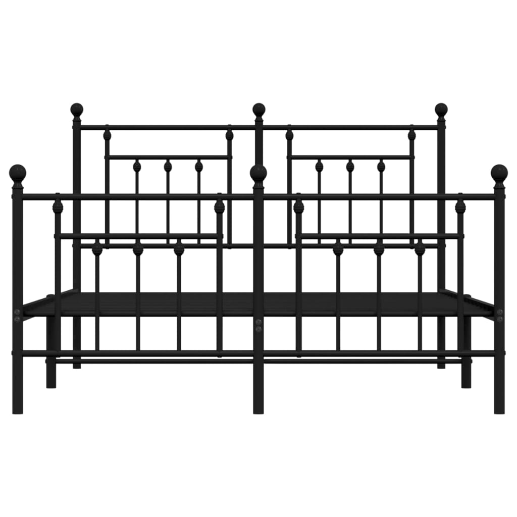 Metal Bed Frame without Mattress with Footboard Black 140x200cm