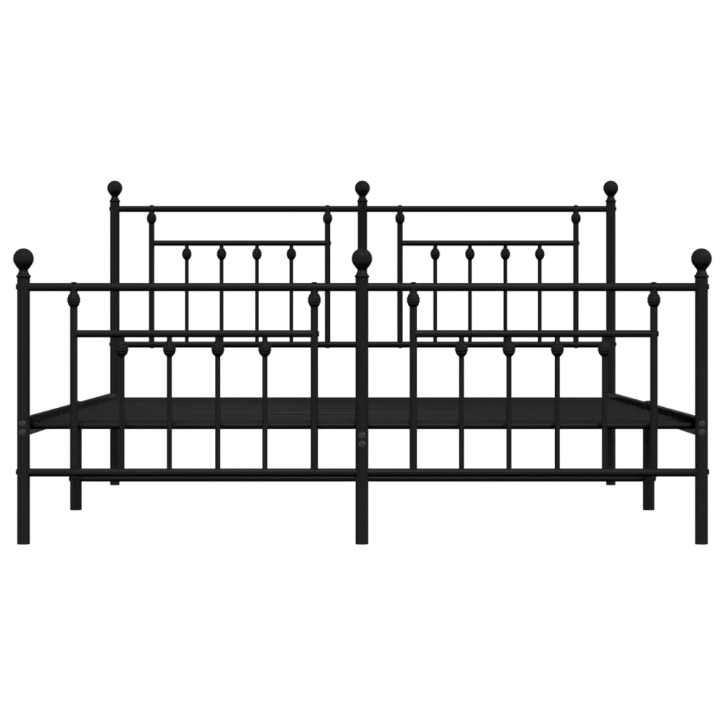 Metal Bed Frame without Mattress with Footboard Black 160x200cm