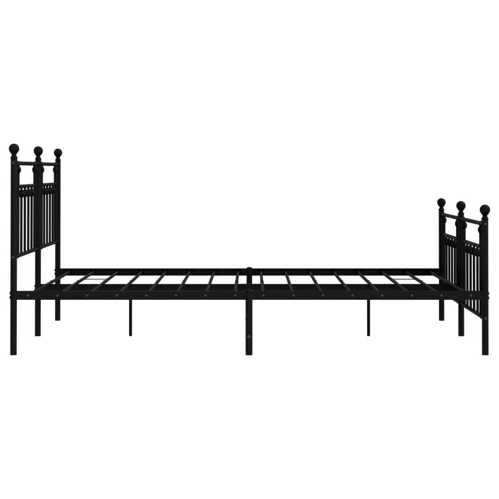 Metal Bed Frame without Mattress with Footboard Black 160x200cm