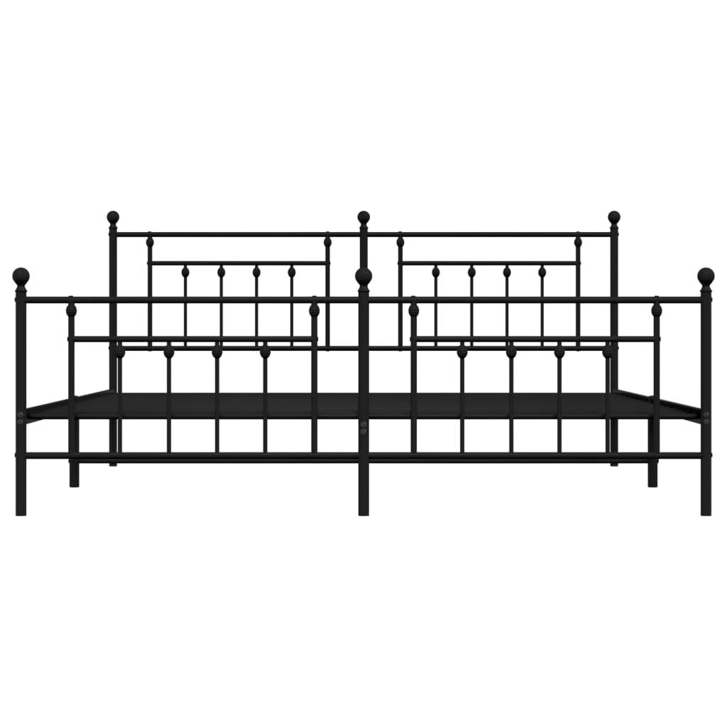 Metal Bed Frame without Mattress with Footboard Black 200x200cm