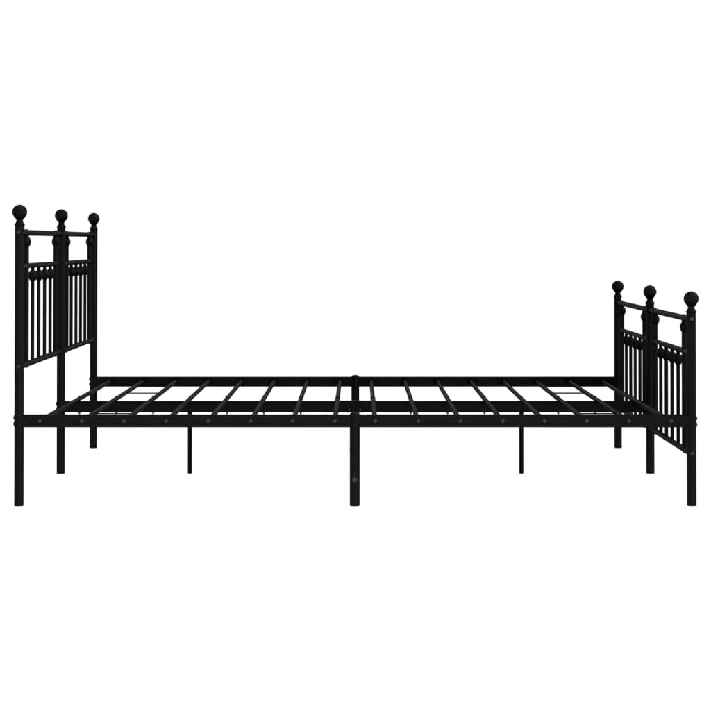 Metal Bed Frame without Mattress with Footboard Black 200x200cm