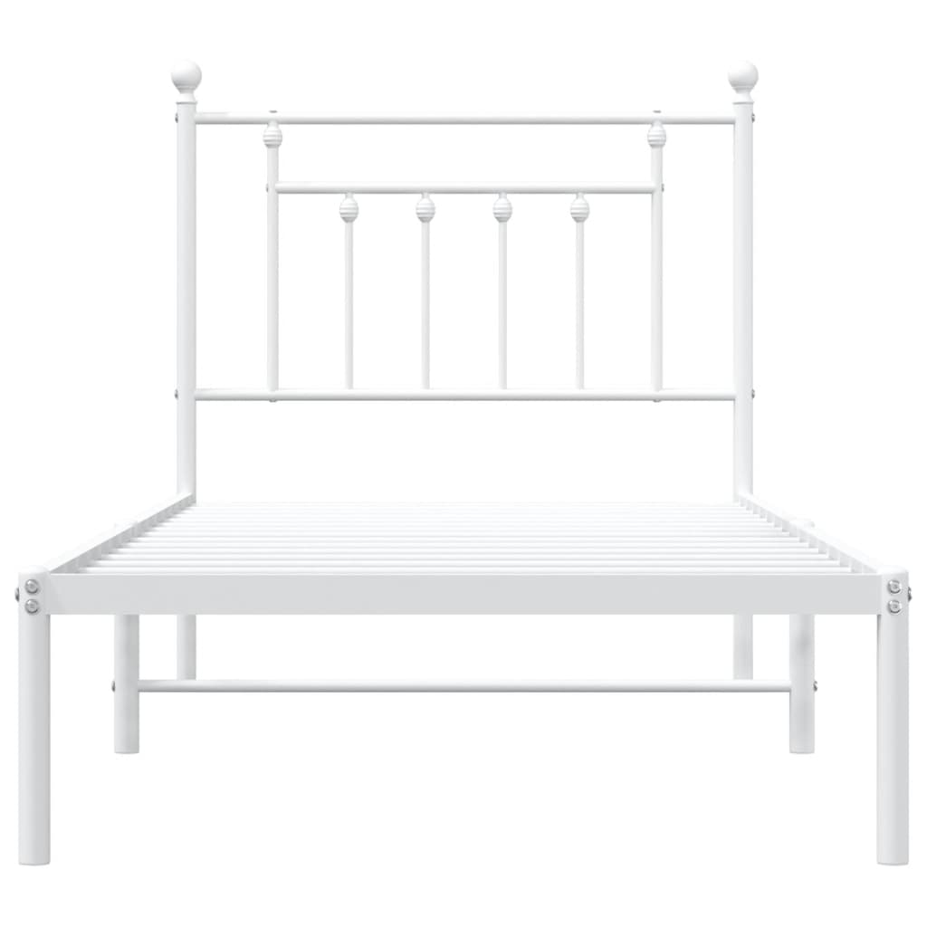 Metal Bed Frame without Mattress with Headboard White 90x200cm