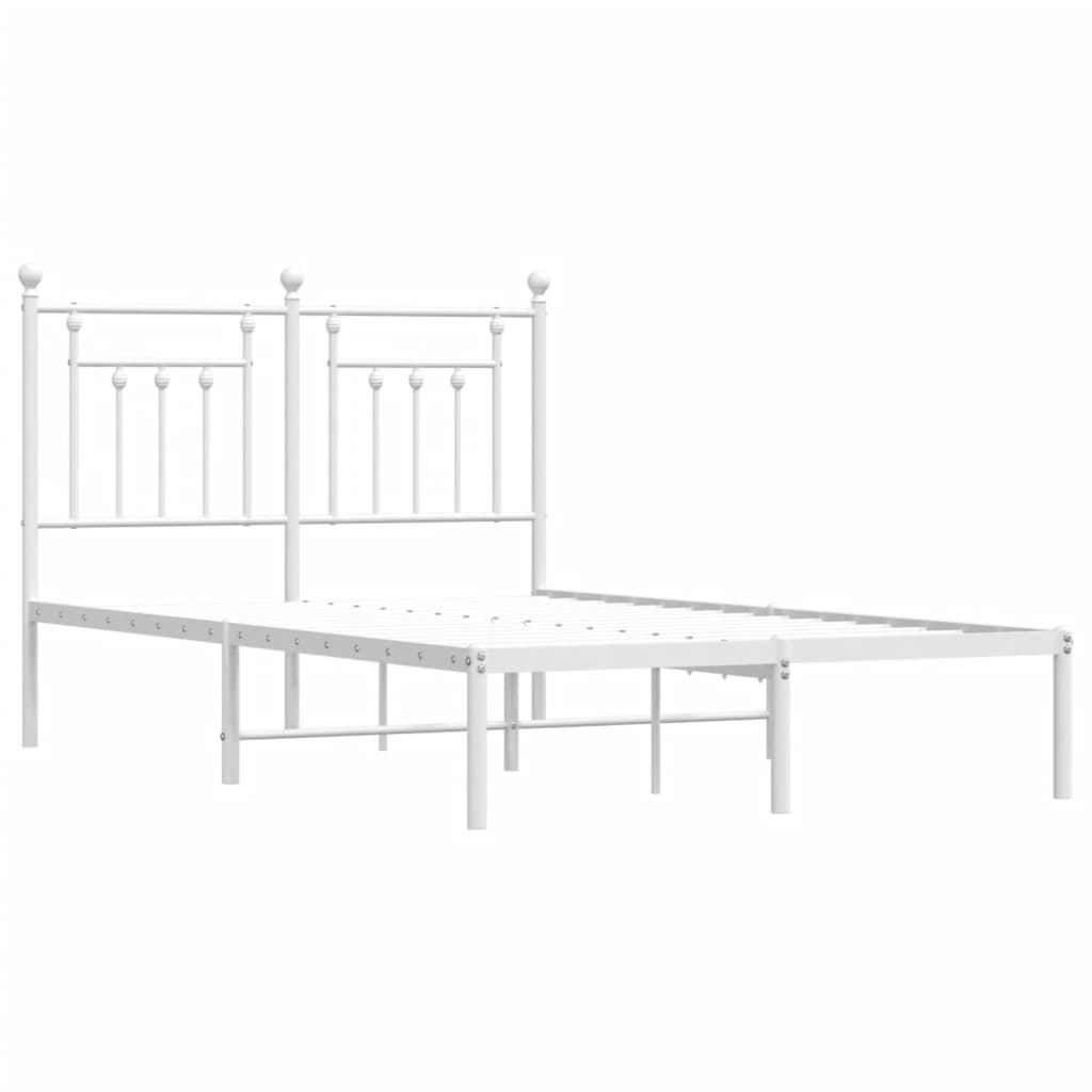 Metal Bed Frame without Mattress with Headboard White 120x190cm