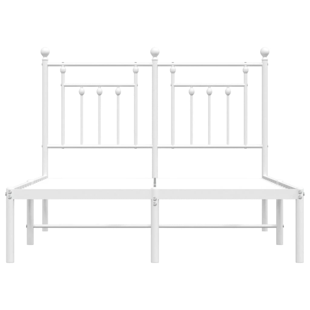 Metal Bed Frame without Mattress with Headboard White 120x190cm