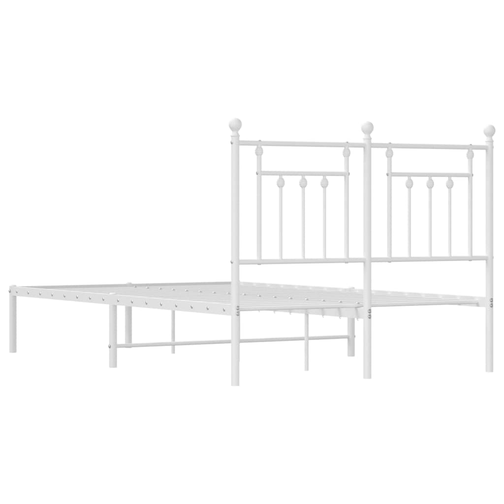 Metal Bed Frame without Mattress with Headboard White 120x190cm
