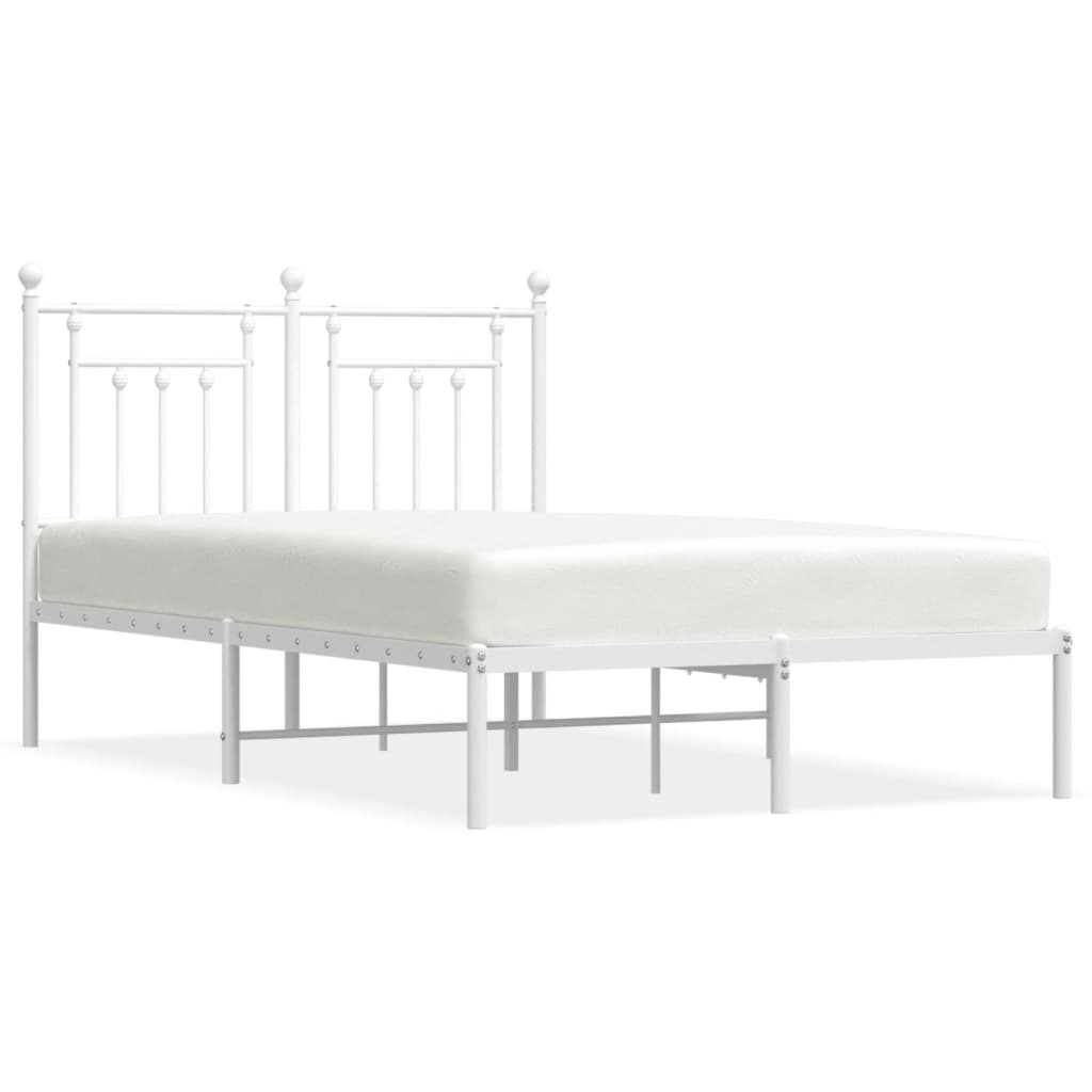 Metal Bed Frame without Mattress with Headboard White 120x200cm