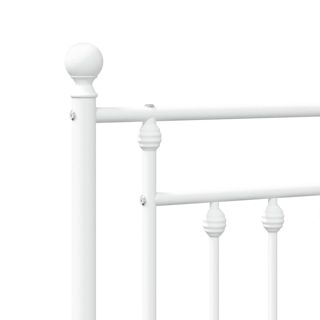Metal Bed Frame without Mattress with Headboard White 135x190cm