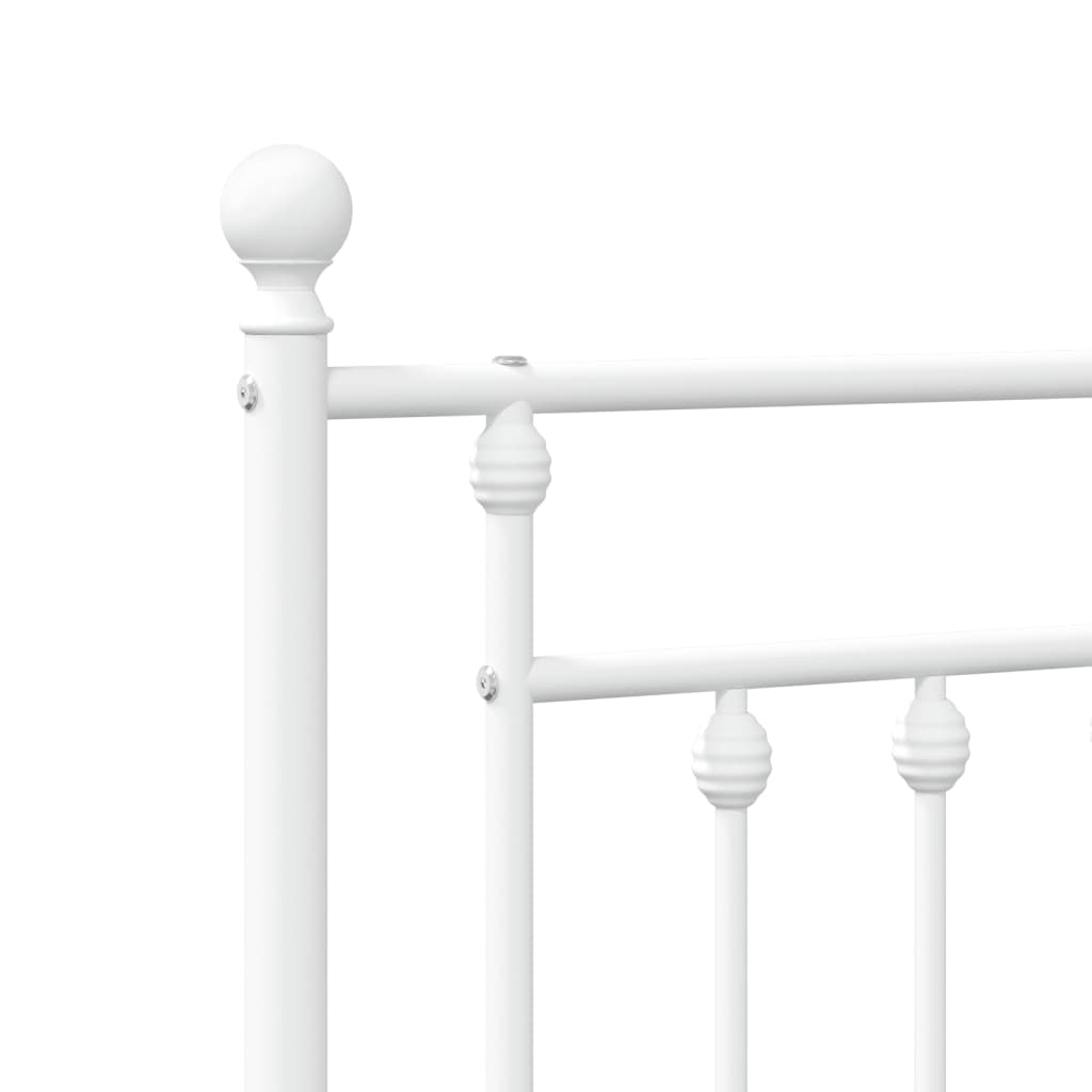 Metal Bed Frame without Mattress with Headboard White 140x190cm