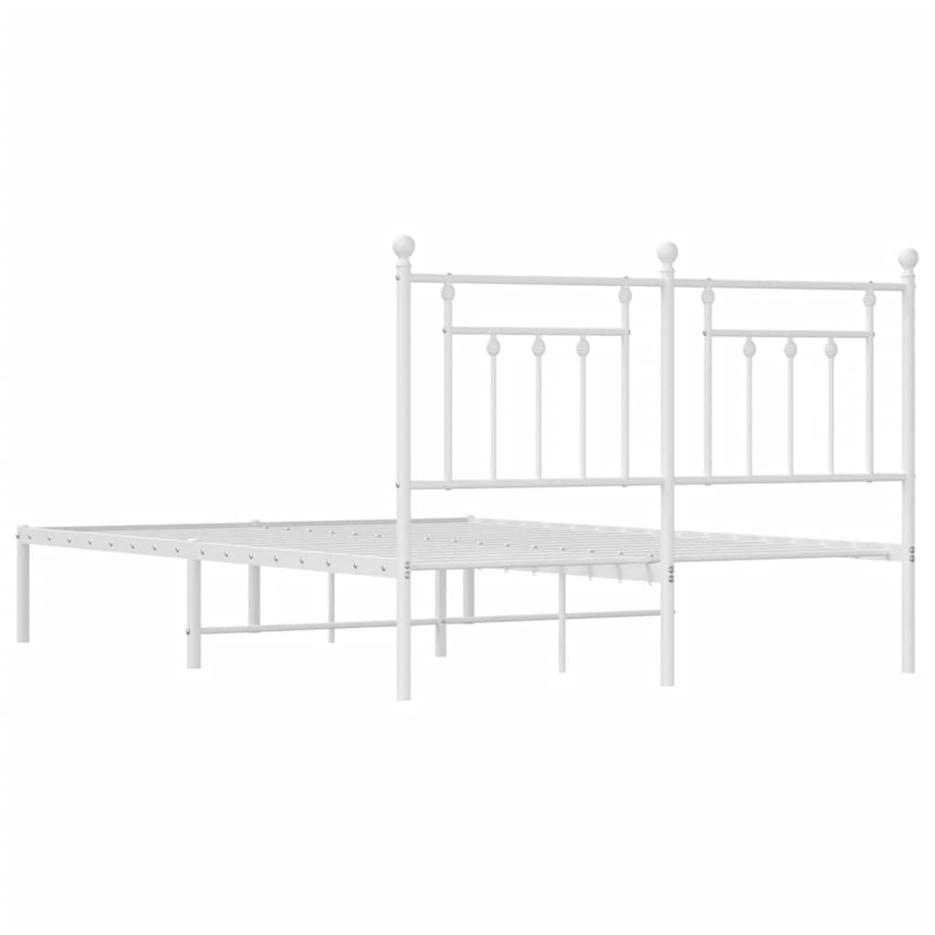 Metal Bed Frame without Mattress with Headboard White 140x200cm