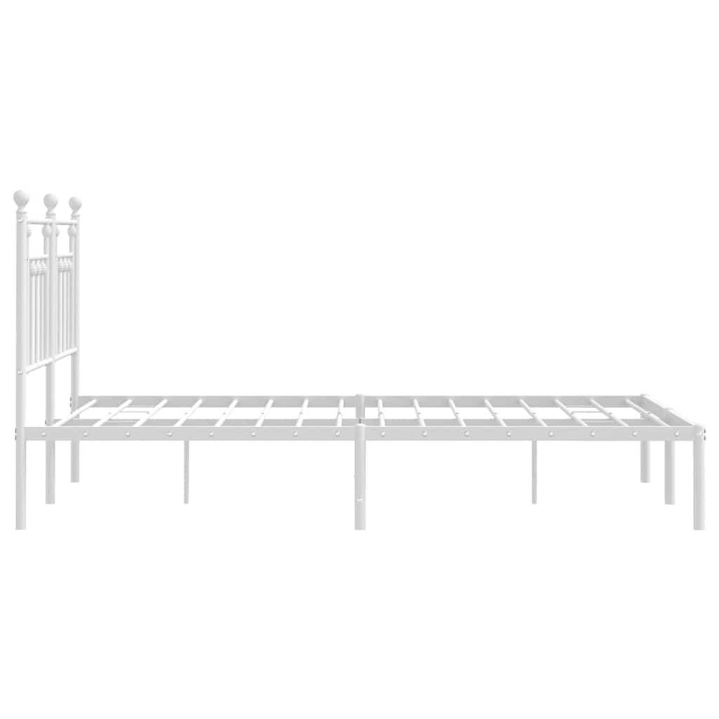 Metal Bed Frame without Mattress with Headboard White 150x200cm