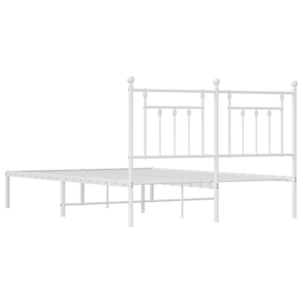 Metal Bed Frame without Mattress with Headboard White 150x200cm