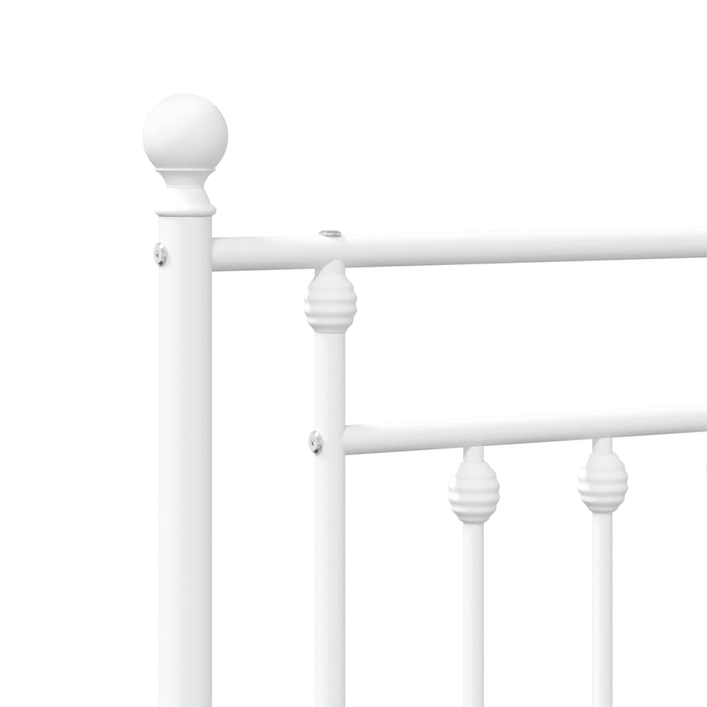 Metal Bed Frame without Mattress with Headboard White 180x200cm