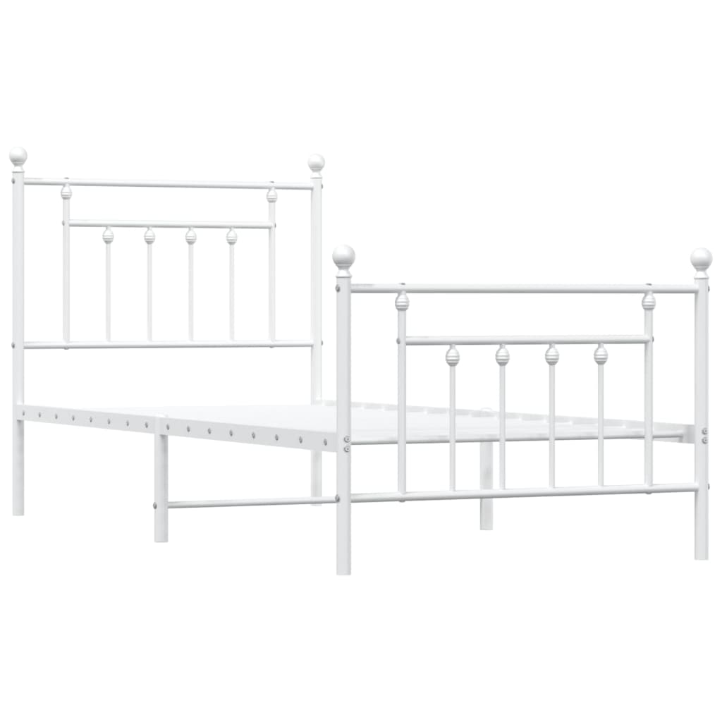 Metal Bed Frame without Mattress with Footboard White 80x200cm