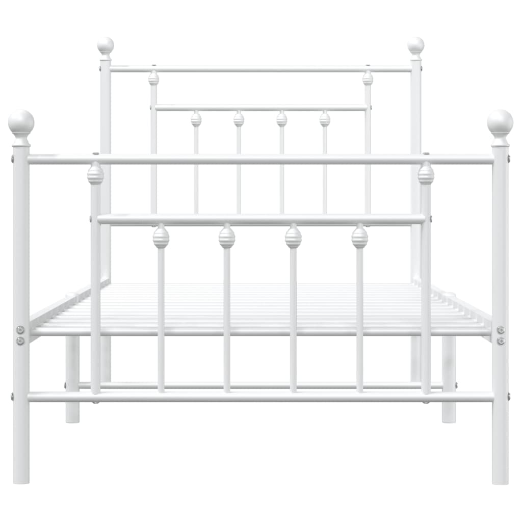 Metal Bed Frame without Mattress with Footboard White 80x200cm