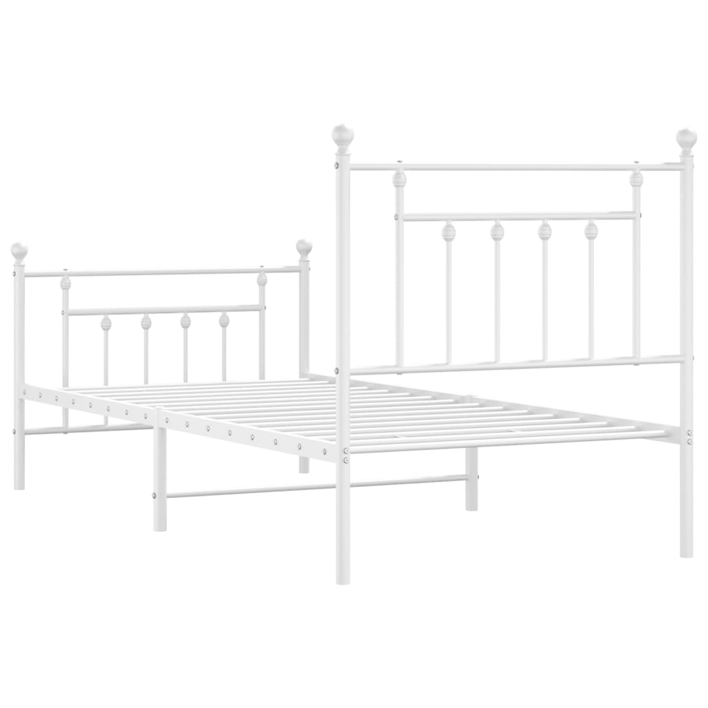Metal Bed Frame without Mattress with Footboard White 80x200cm
