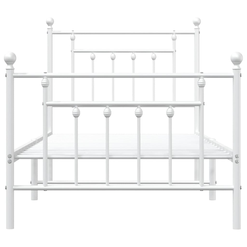 Metal Bed Frame without Mattress with Footboard White 90x190cm