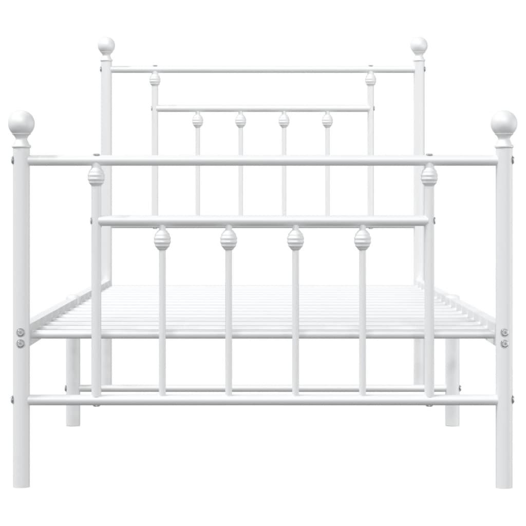 Metal Bed Frame without Mattress with Footboard White 90x200cm