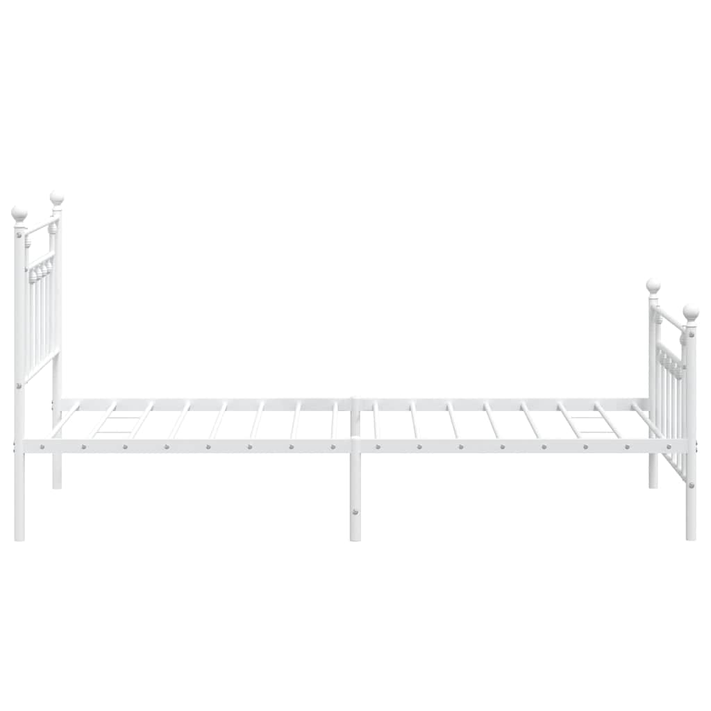 Metal Bed Frame without Mattress with Footboard White 100x190cm