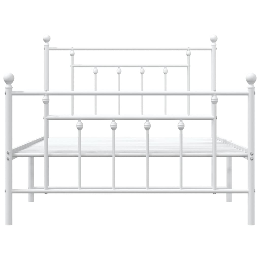 Metal Bed Frame without Mattress with Footboard White 100x200cm