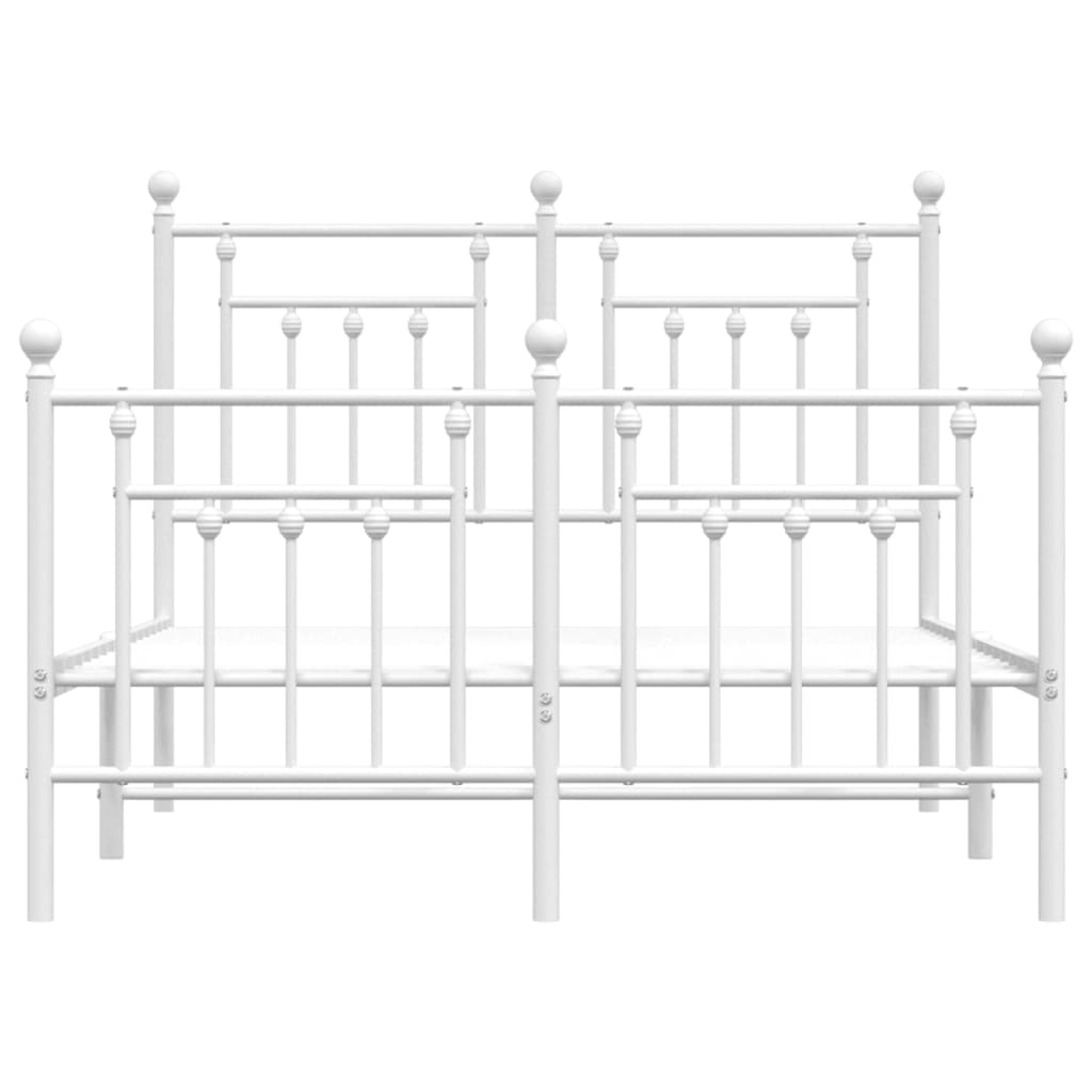 Metal Bed Frame without Mattress with Footboard White 120x200cm