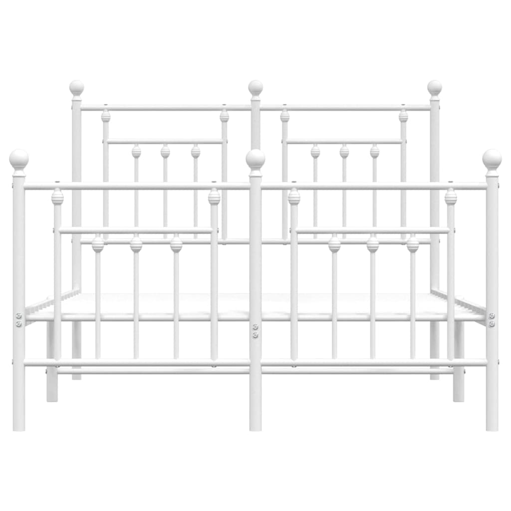 Metal Bed Frame without Mattress with Footboard White 135x190cm