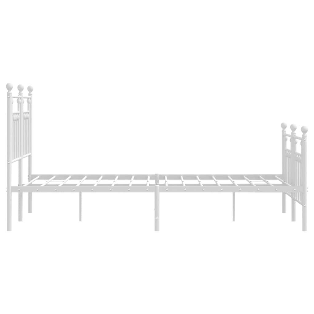 Metal Bed Frame without Mattress with Footboard White 135x190cm