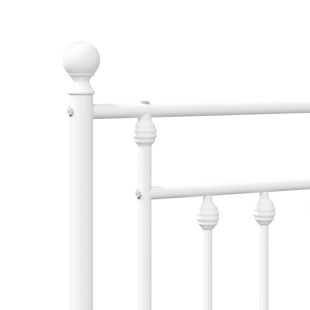 Metal Bed Frame without Mattress with Footboard White 135x190cm