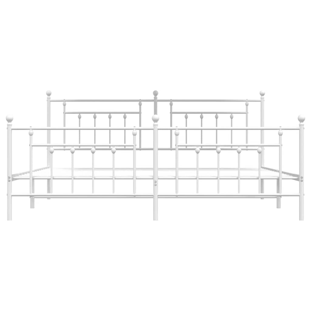 Metal Bed Frame without Mattress with Footboard White 193x203cm