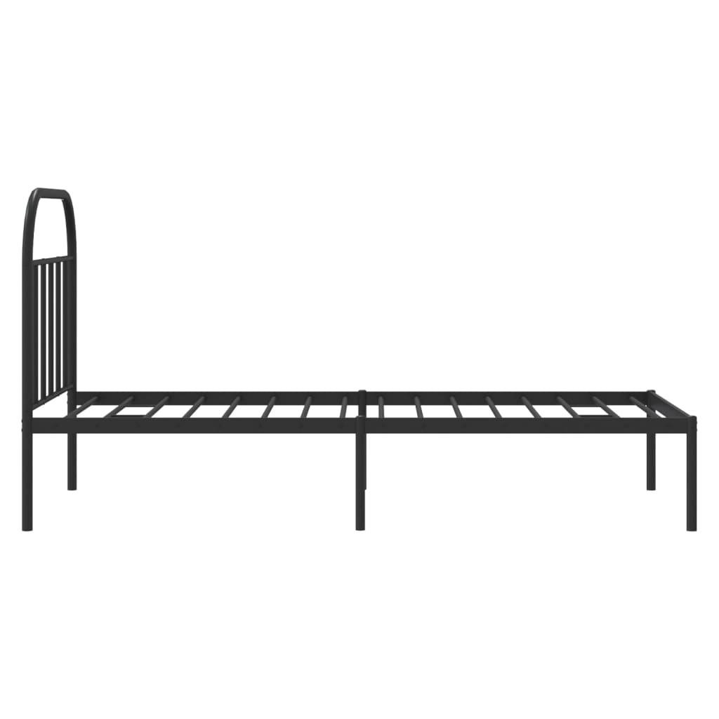 Metal Bed Frame without Mattress with Headboard Black 80x200cm