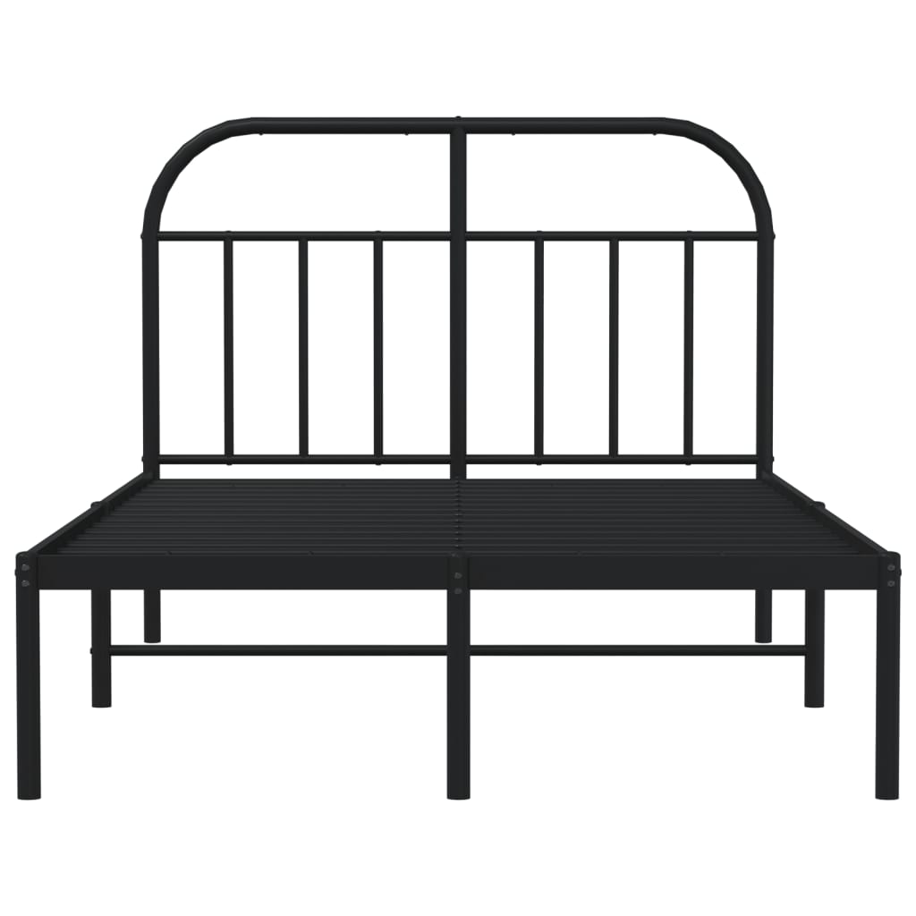 Metal Bed Frame without Mattress with Headboard Black 120x200cm