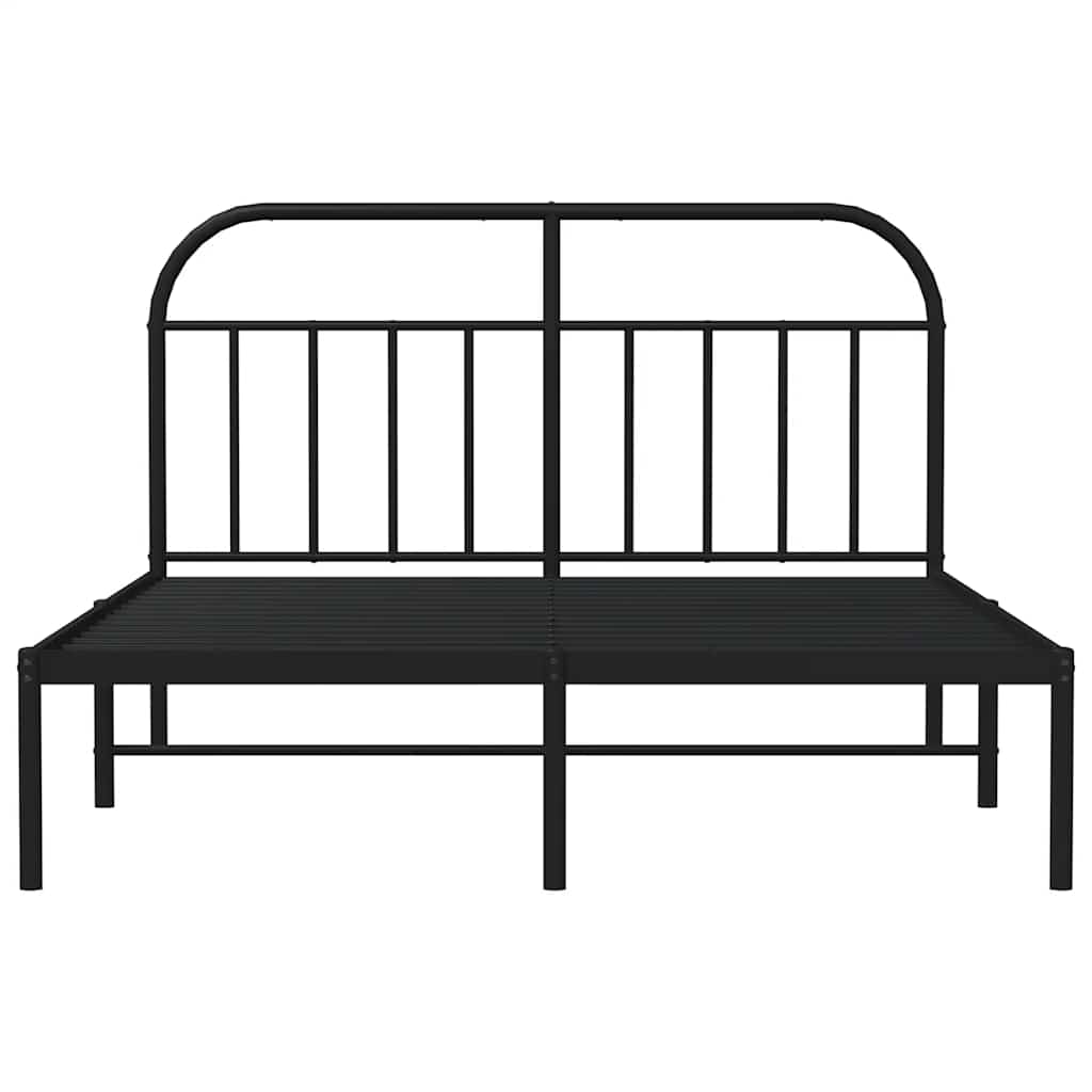 Metal Bed Frame without Mattress with Headboard Black 135x190cm