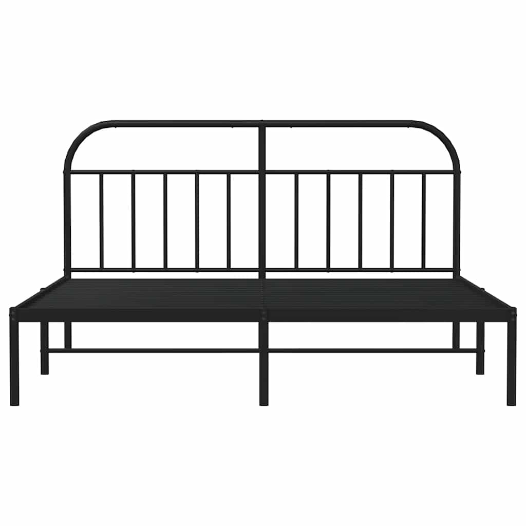 Metal Bed Frame without Mattress with Headboard Black 183x213cm