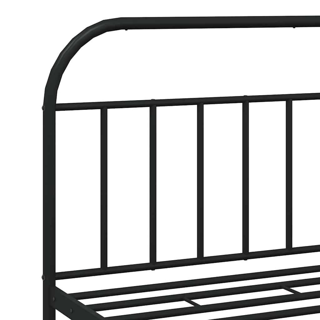 Metal Bed Frame without Mattress with Headboard Black 183x213cm