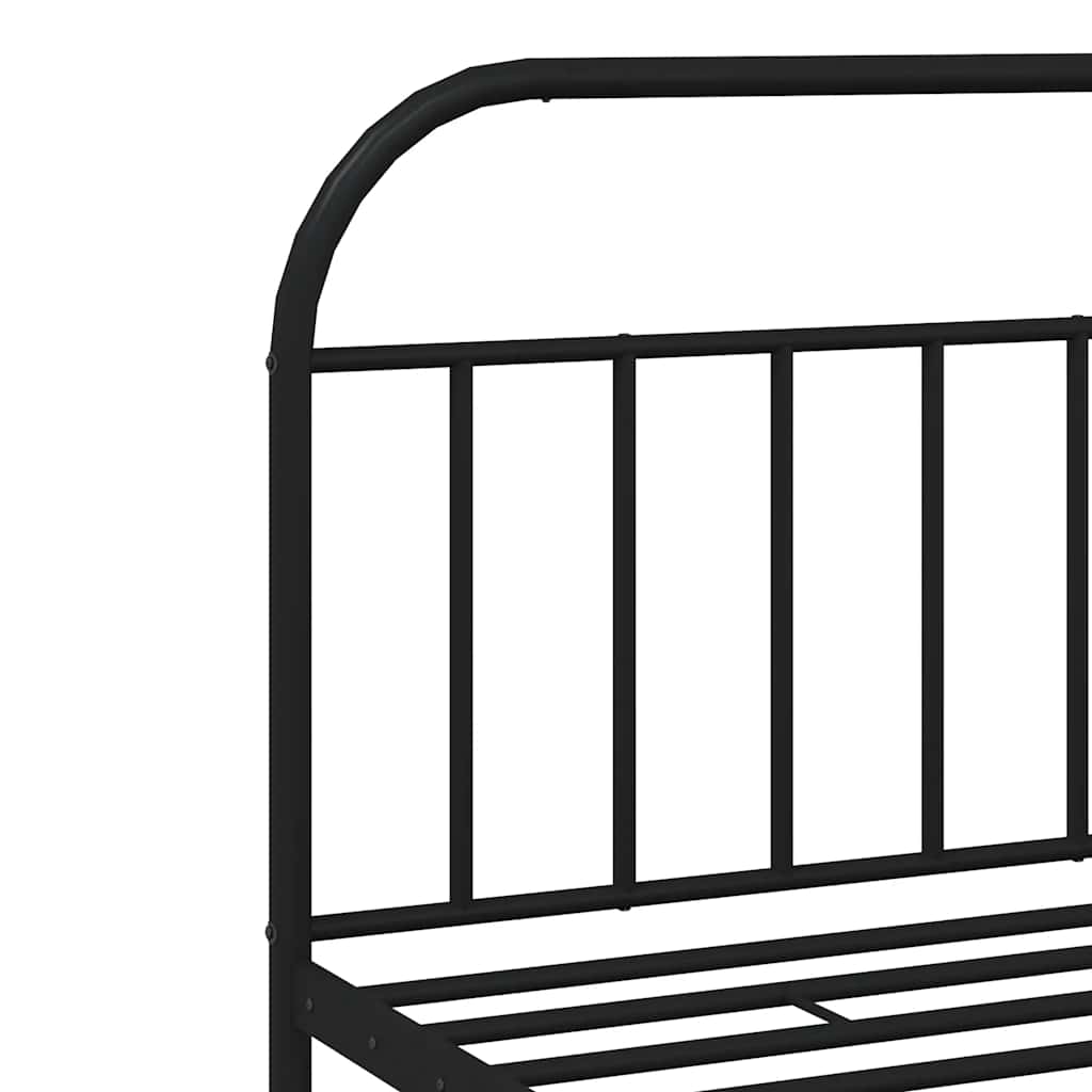 Metal Bed Frame without Mattress with Headboard Black 193x203cm