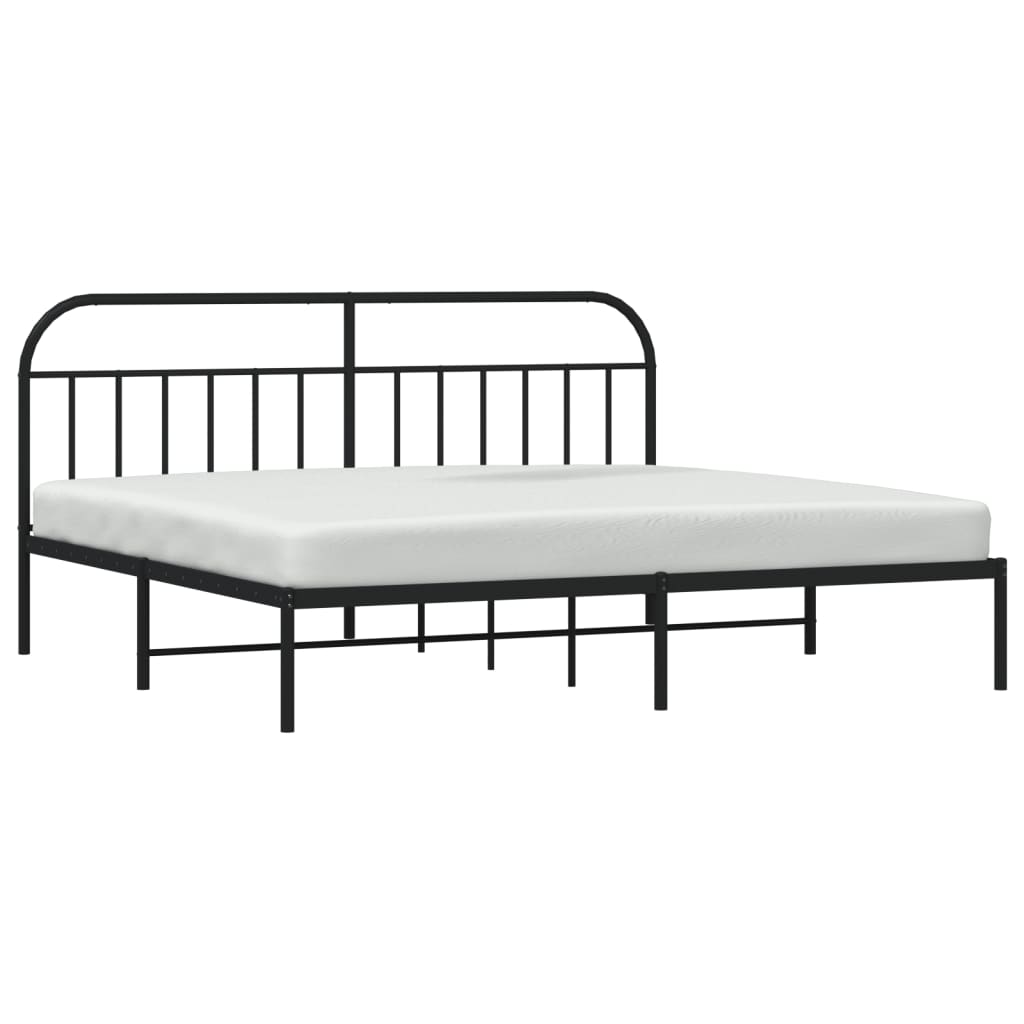 Metal Bed Frame without Mattress with Headboard Black 200x200cm