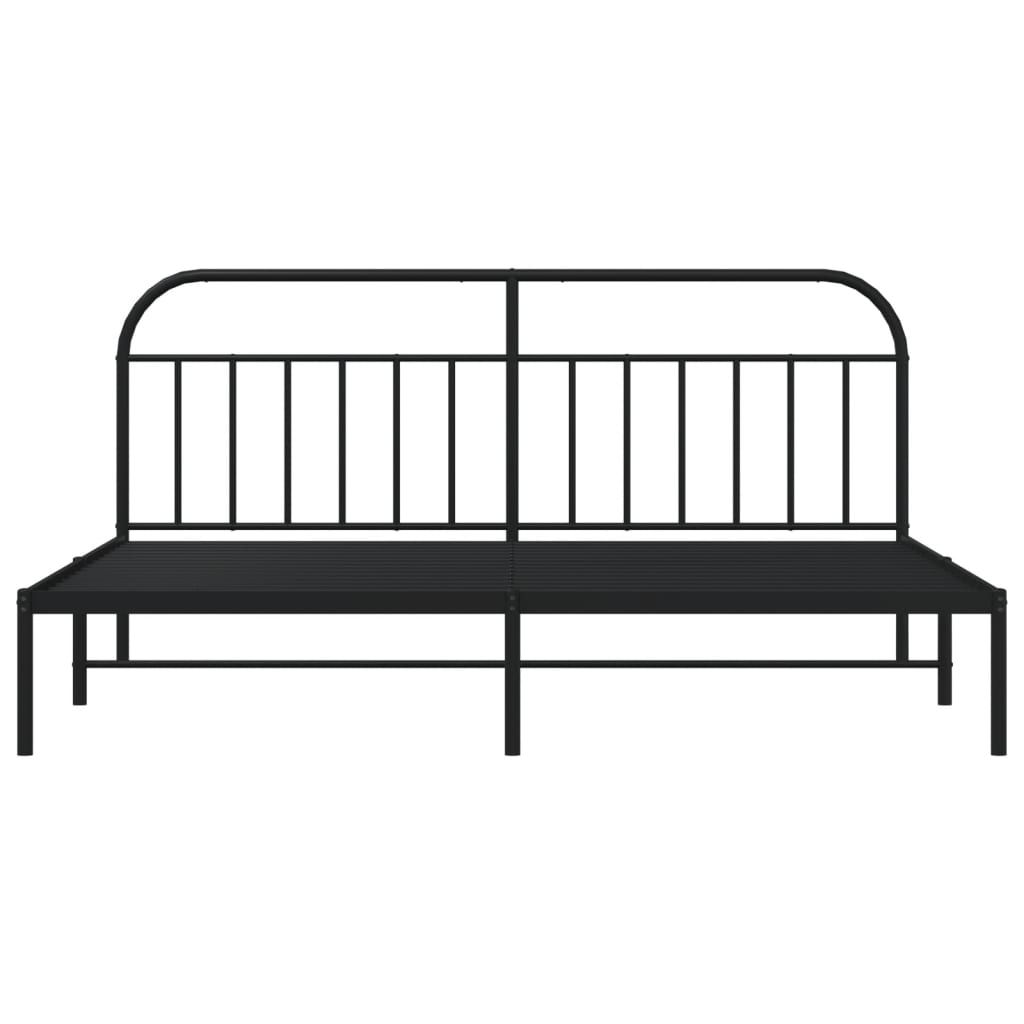 Metal Bed Frame without Mattress with Headboard Black 200x200cm