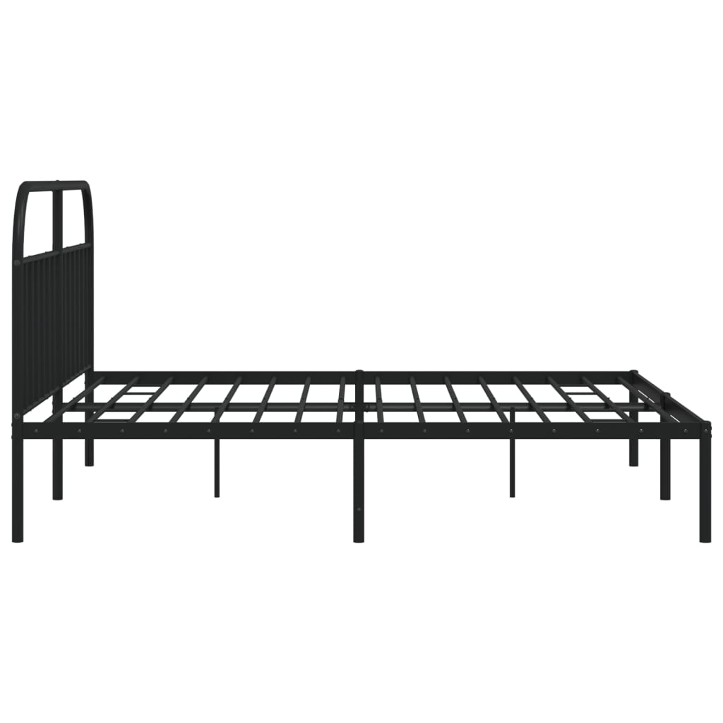 Metal Bed Frame without Mattress with Headboard Black 200x200cm