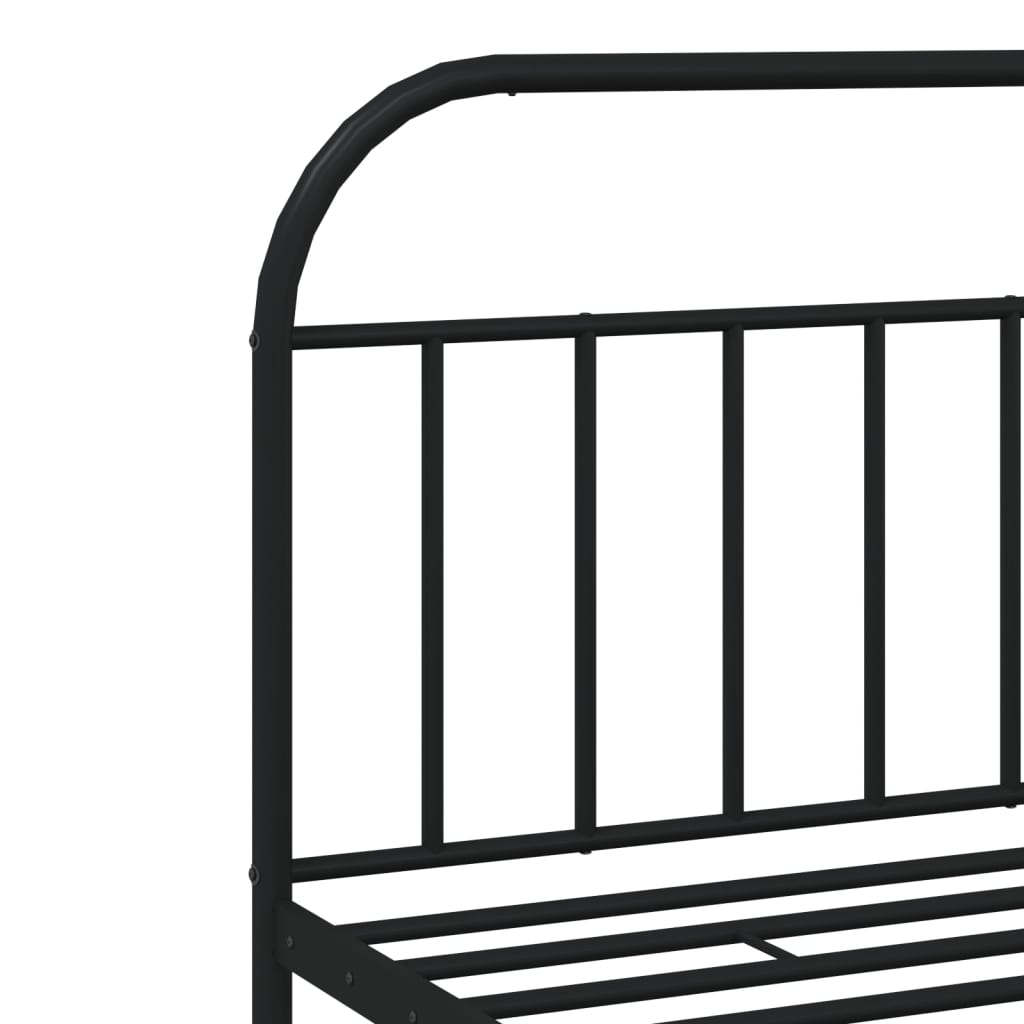 Metal Bed Frame without Mattress with Headboard Black 200x200cm