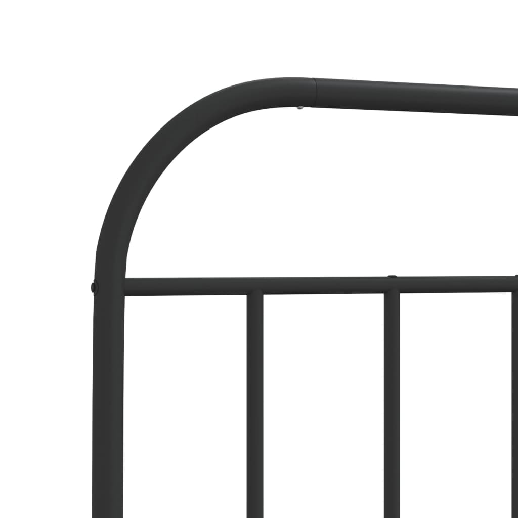 Metal Bed Frame without Mattress with Footboard Black 75x190cm