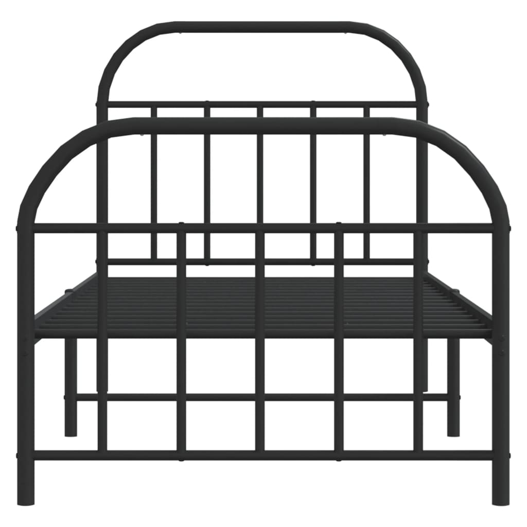 Metal Bed Frame without Mattress with Footboard Black 90x190cm