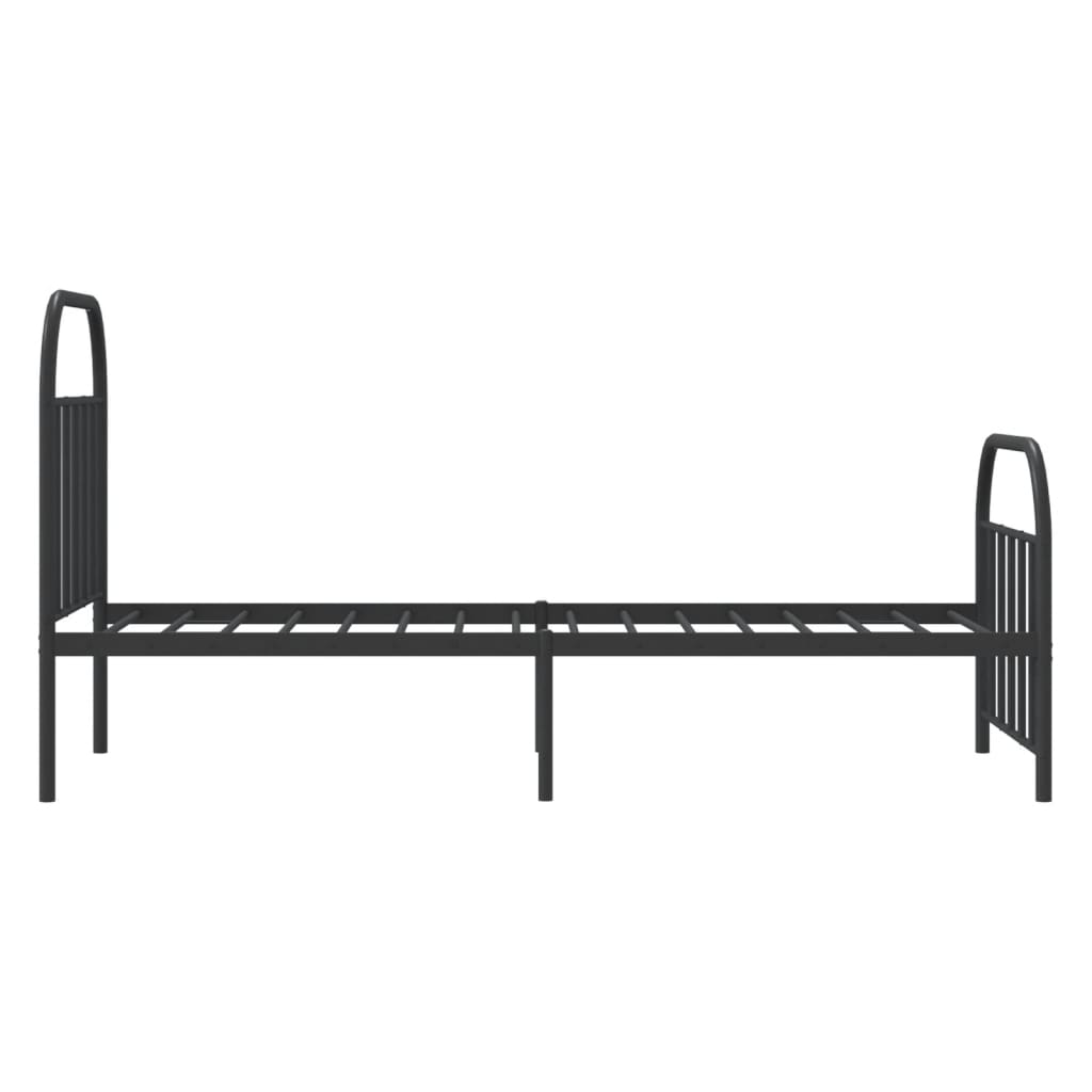 Metal Bed Frame without Mattress with Footboard Black 90x190cm