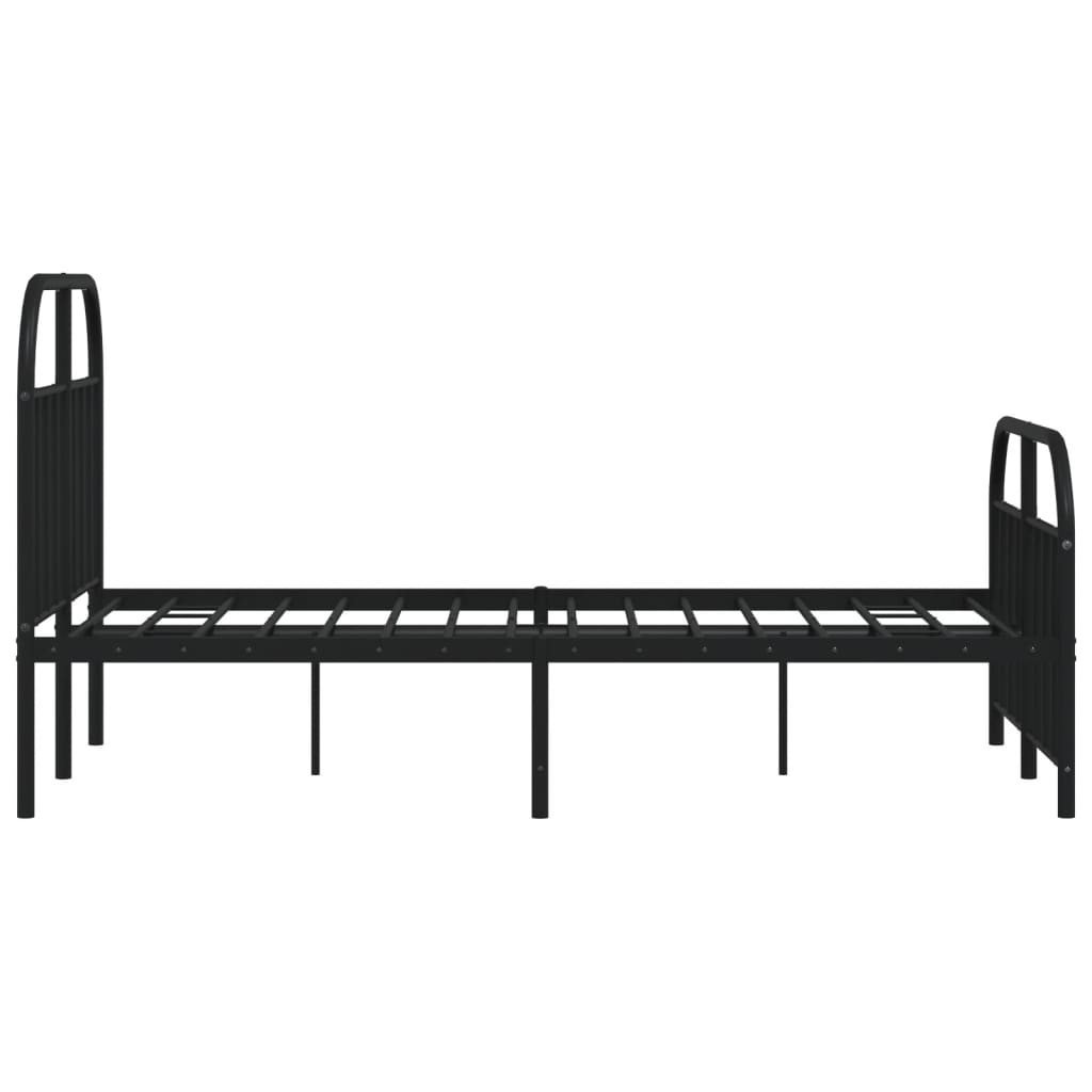 Metal Bed Frame without Mattress with Footboard Black 120x190cm