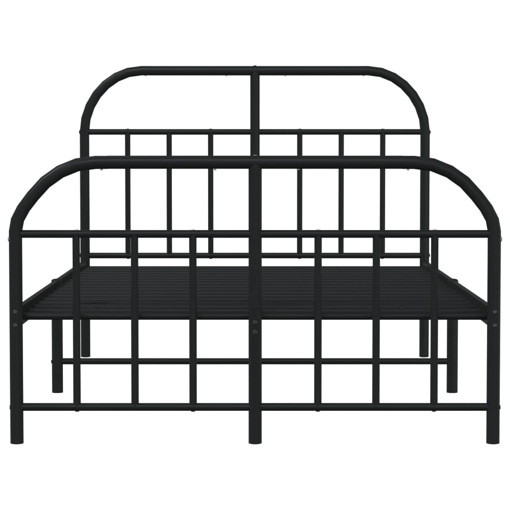 Metal Bed Frame without Mattress with Footboard Black 120x200cm