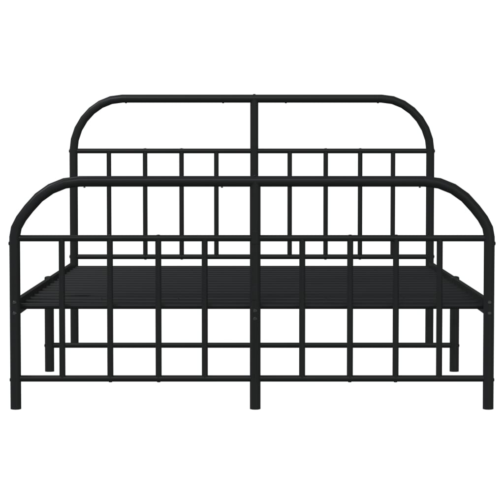 Metal Bed Frame without Mattress with Footboard Black 160x200cm