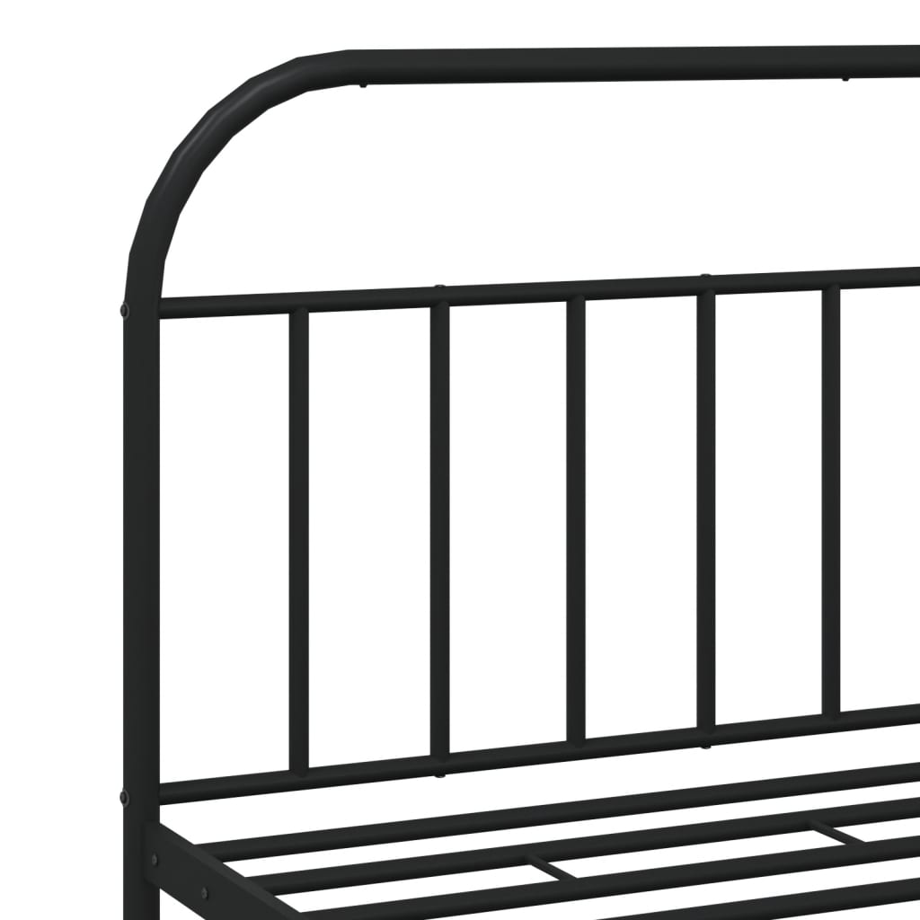 Metal Bed Frame without Mattress with Footboard Black 160x200cm