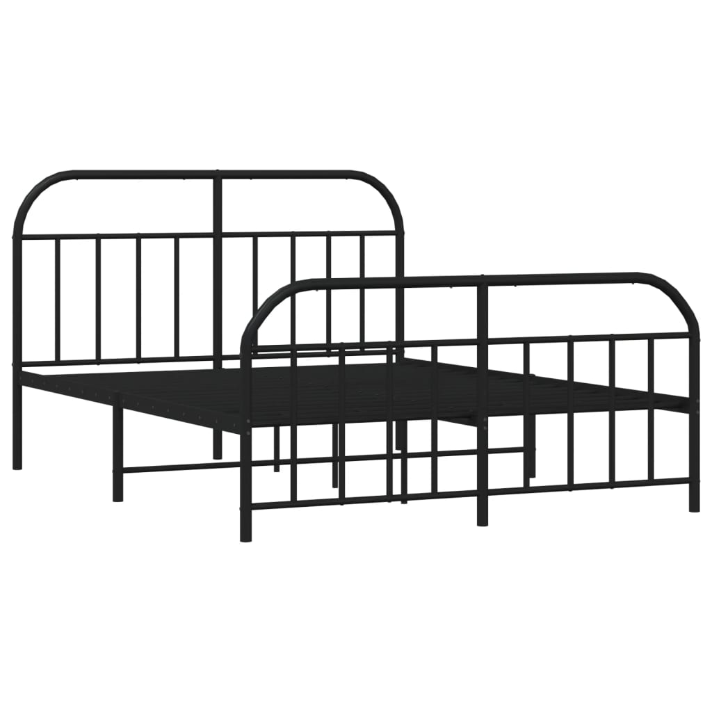 Metal Bed Frame without Mattress with Footboard Black 180x200cm