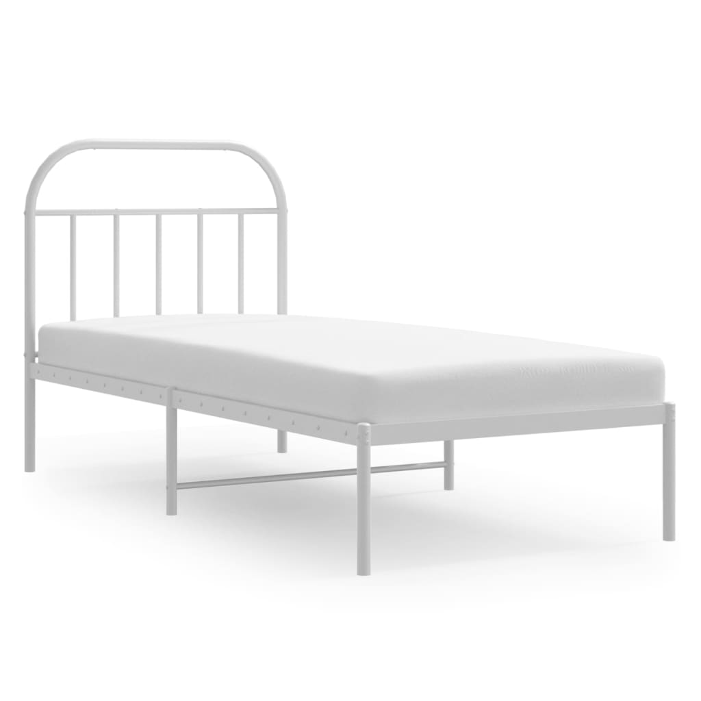 Metal Bed Frame without Mattress with Headboard White 80x200cm