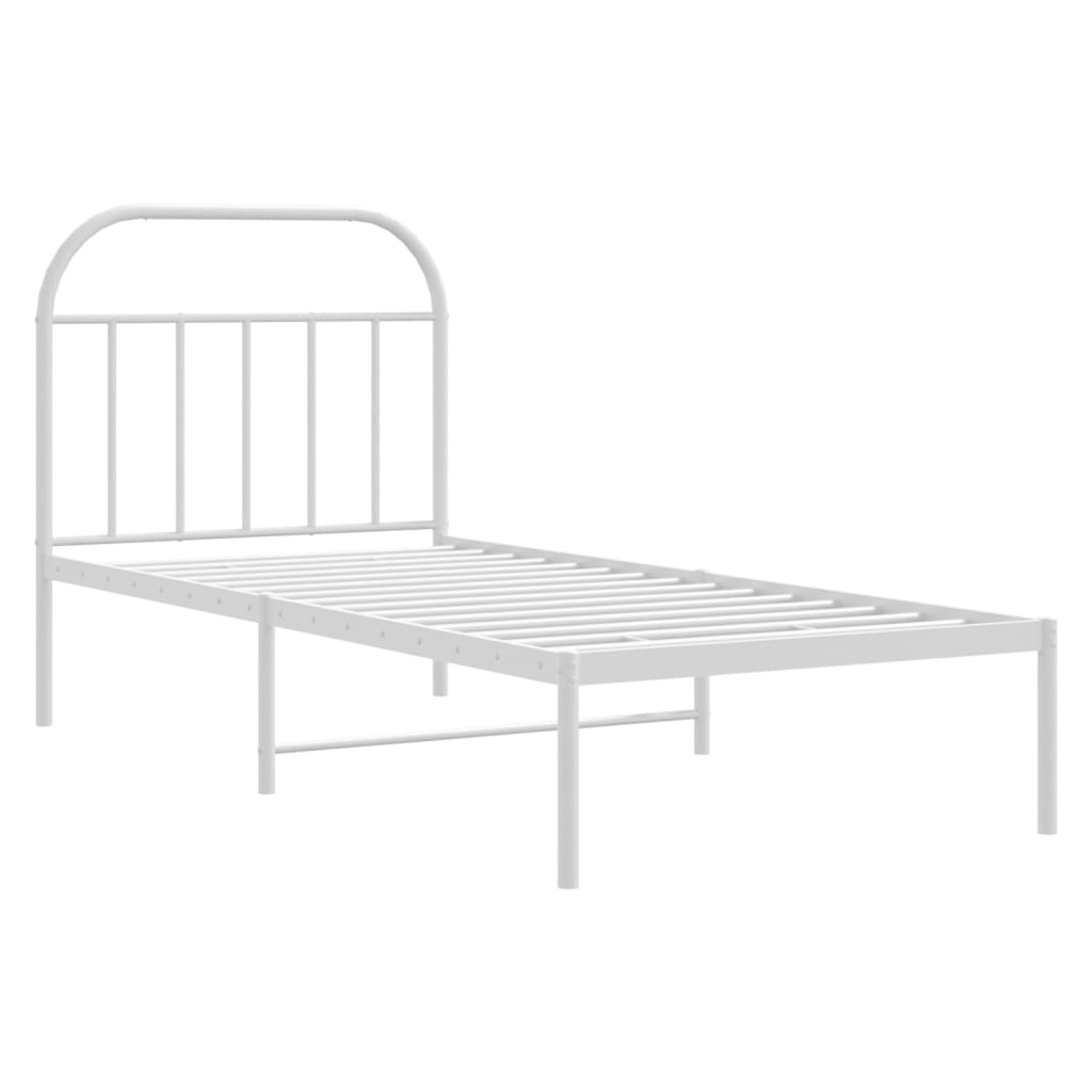 Metal Bed Frame without Mattress with Headboard White 80x200cm
