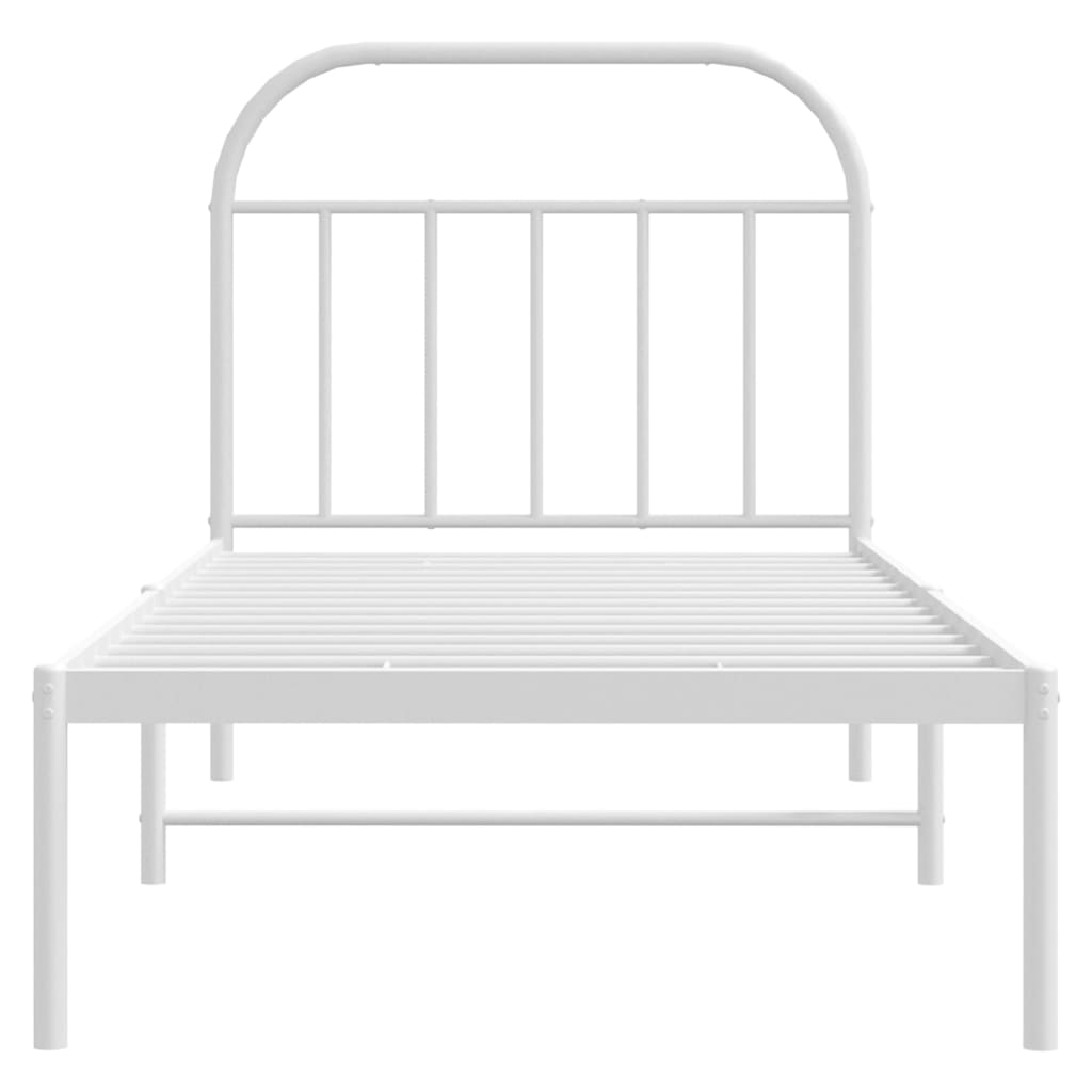 Metal Bed Frame without Mattress with Headboard White 80x200cm