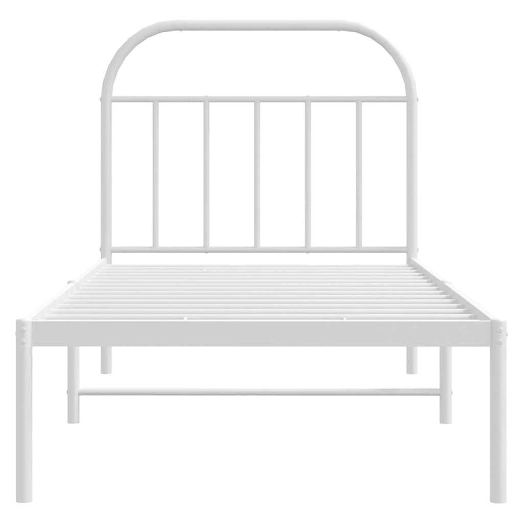 Metal Bed Frame without Mattress with Headboard White 90x200cm